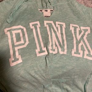 PINK pullover hoodie Tiffany blue